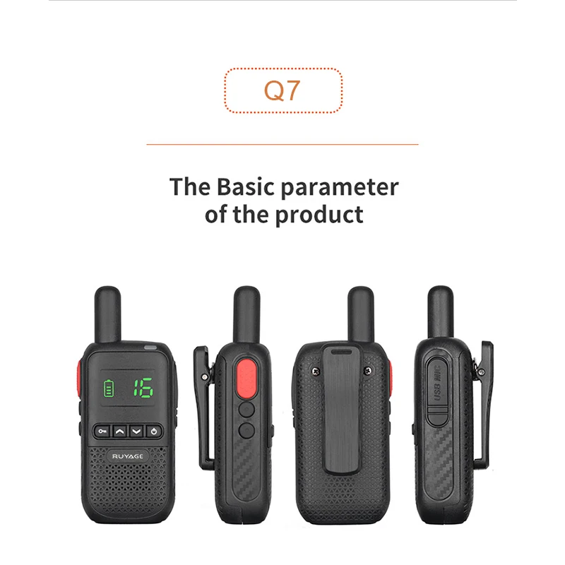 Ruyage Q7 Mini Walkie Talkie Rechargeable Walkie-Talkies 1 or 2 Pcs FRS PMR446 Long Range Portable Two-way Radio For Hunting