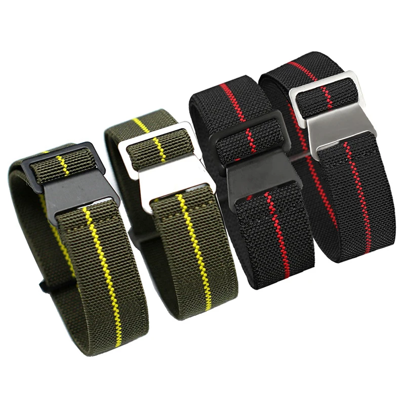 

60s French Troops Parachute Bag Elastic Watch Strap 20mm 22mm Nylon Watchbands Man's Universal Smart Watch Fabric Wristband