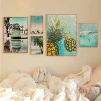 sea beach coconut tree ocean pineapple movie posters wall art retro posters for home room wall decor