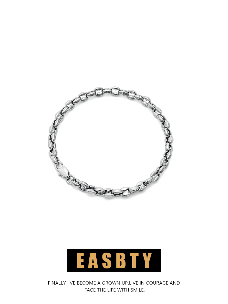 Мужской браслет Easb Cuban из титановой стали с кофейными зернами модная уличная мода