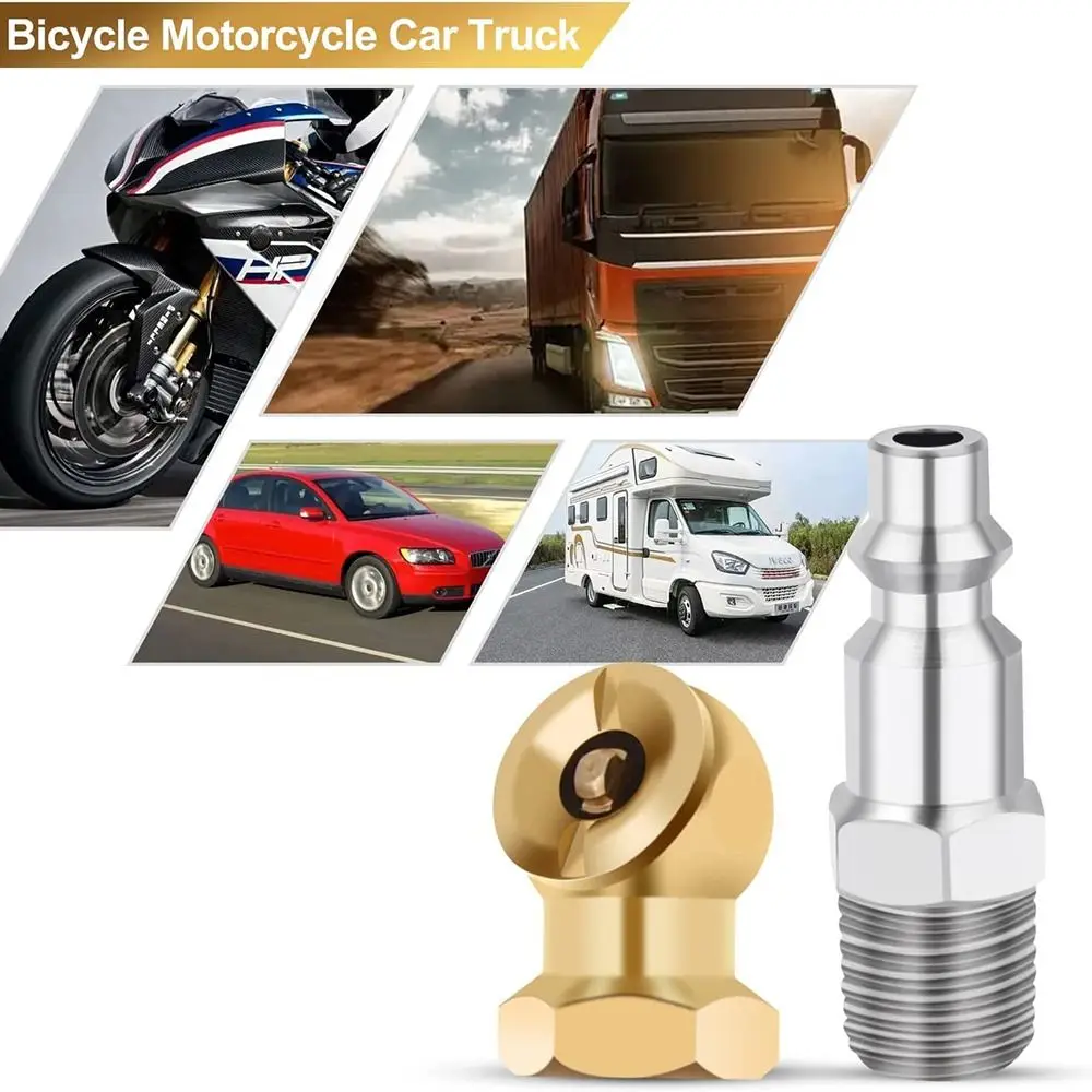 

2pack 1/4" Inflator Gauge Brass Attachment Compressor Nozzle Air Chuck Air Hose Fittings Ball Inflator