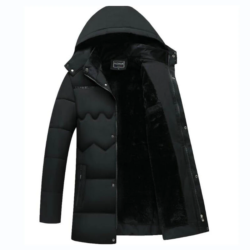 

Hooded Black Men Winter Jacket 2021 New Fashion Warm Hip Hop Streetwear Man Jacket and Coat Windproof Male Parkas