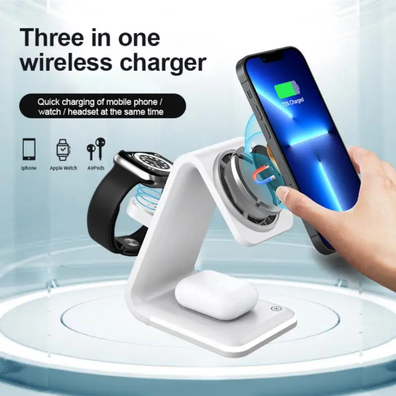 

Fast Charging 15w 3in1 3 In 1wireless Chargers Multi-function Wireless Charging For Iphone 13 12 11 Xr 8 Apple Watch Airpods