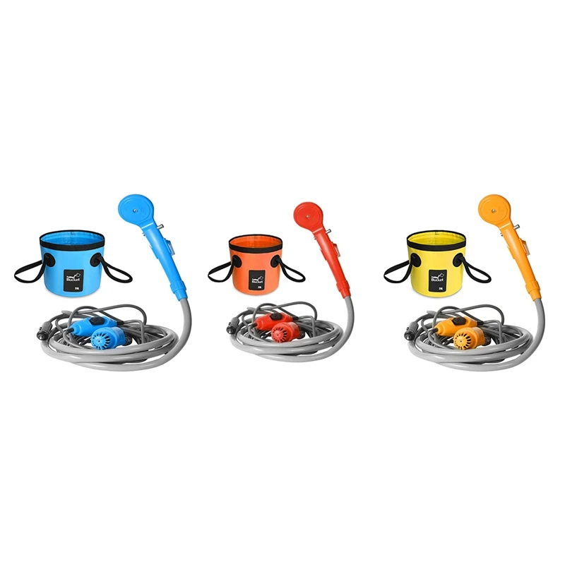 

Портативный автомобильный мойщик 12 В, походный Душ высокого давления, автомобильный душевой набор, со складным ведром