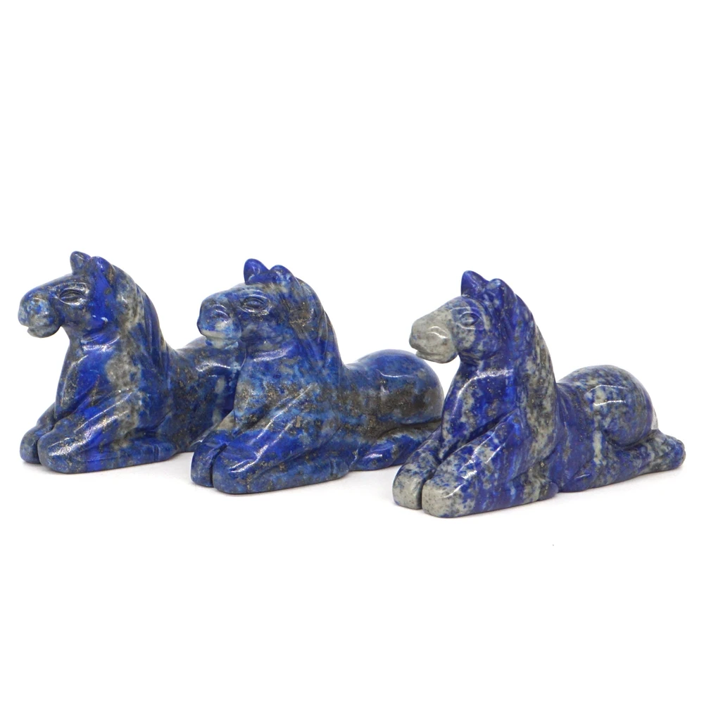 

2" Horse Statue Natural Gemstone Lapis Lazuli Reiki Healing Crystal Hand Carved Stone Animal Figurine Home Decoration 1pc