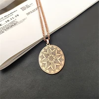 fashion necklace for women men stainless steel jewelry upscale personalized charm datura flower pendant necklace exquisite gift