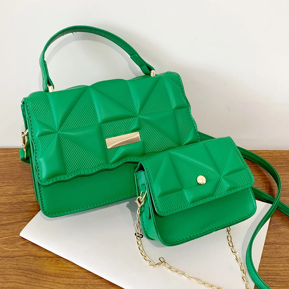 

2-Pack Women Chain Shoulder Crossbody Composite Bags PU Leather Fashion Irregular Geometric Handbags Female Casual Messenger Bag