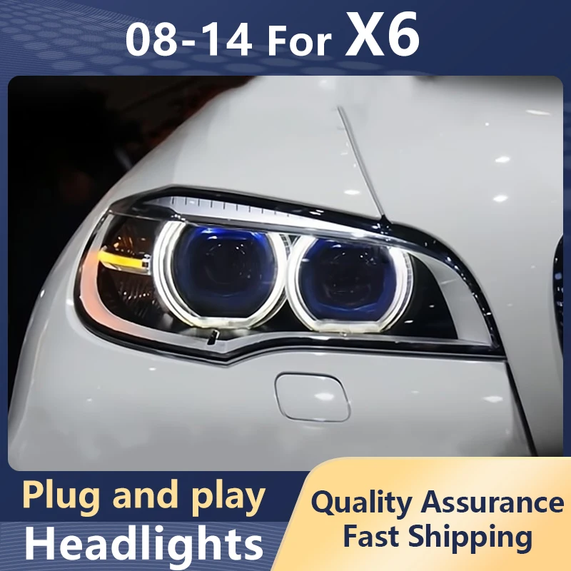 

Car Styling Headlight For BMW X6 2008-2014 E71 LED DRL Turn Signal Lights Bi-xenon Lens Angel Eye Head Lamps Auto Accessories