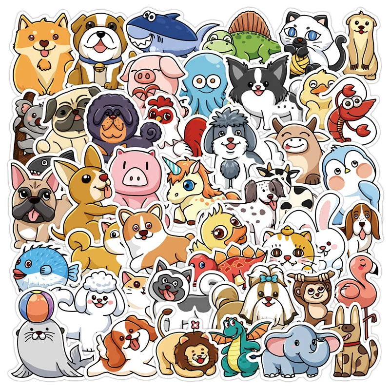 

50Sheets Creative DIY Cute Animal Doodle Stickers Suitcase Helmet Refrigerator Notebook Stickers Children's Gift