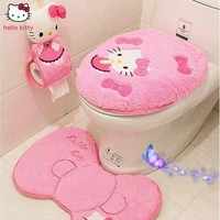 hello kitty cartoon cute plush toilet mat set toilet seat toilet seat cover toilet seat mat