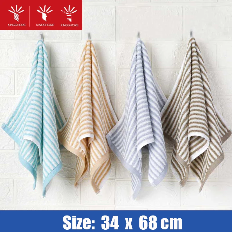 

100% Cotton Towel Set Stripe Soft Absorbent Thickened Without Hair Loss Bath Towels Friendly Face Hand Shower Quick-Dry Towel