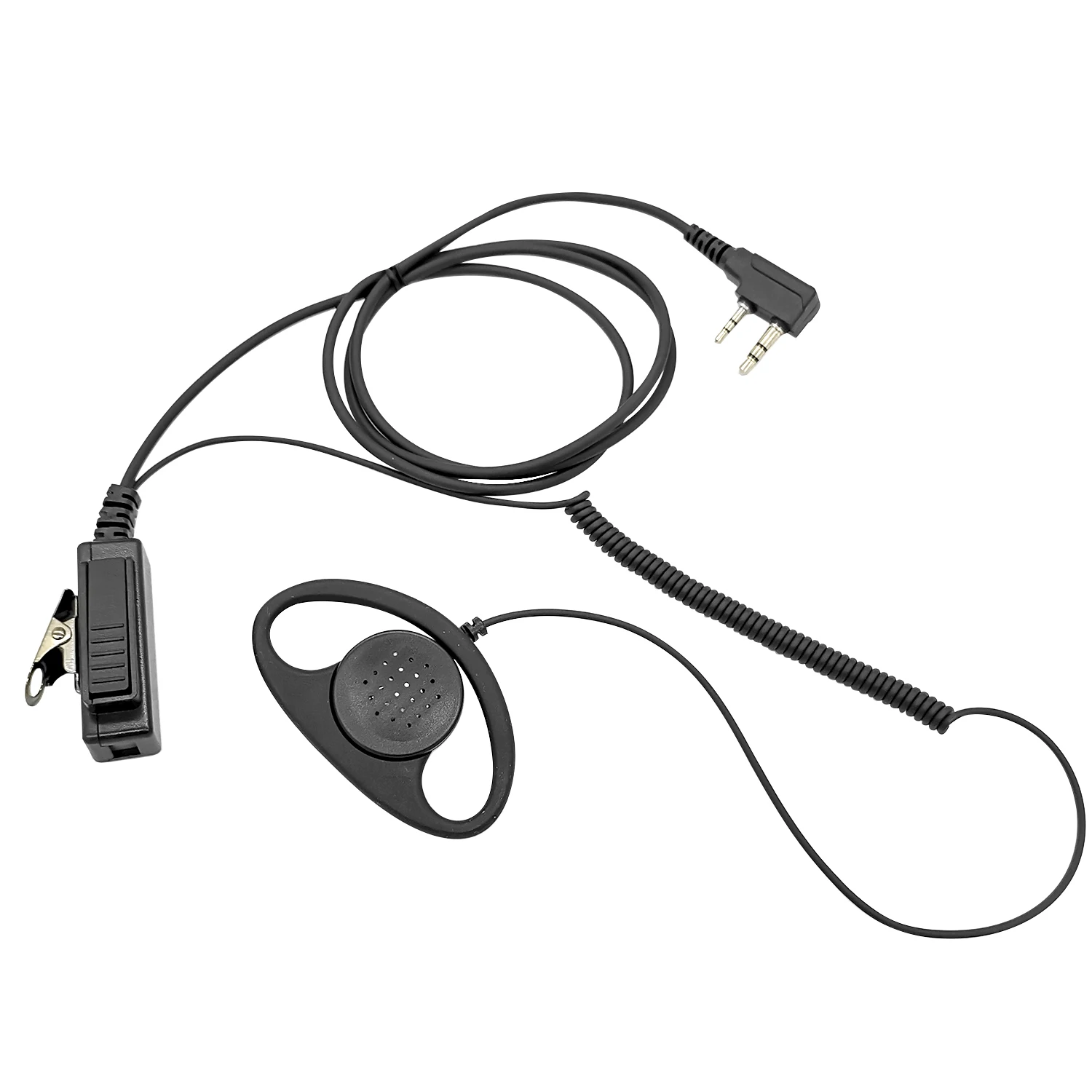 D-type wire-coil large PTT interphone earphone two-way monitor earphone is suitable for Baofeng UV-3R, UV-5R and other models