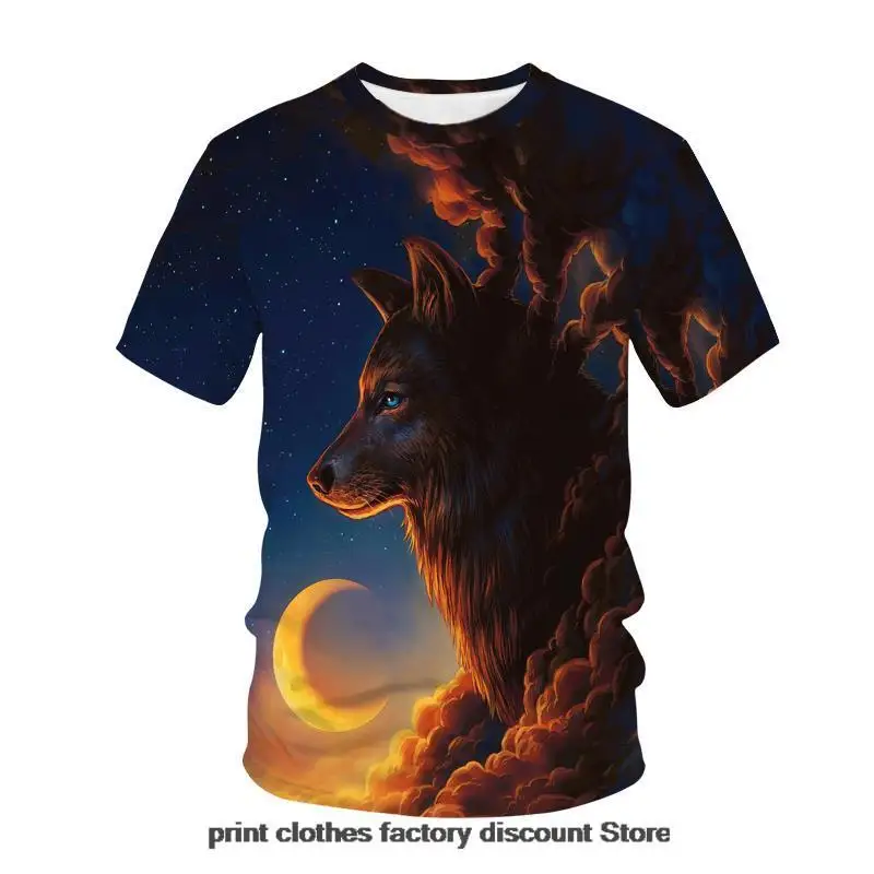 

Summer Casual Clothing Animal Wolf 3D Printed Oversized T Shirt Unisex for adults and children Street Hip Hop Short Sleeve Tees