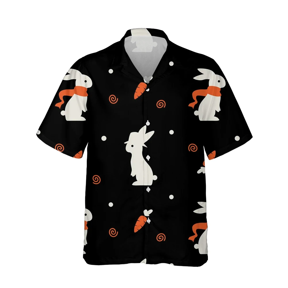 Jumeast 3d Cute Cartoon Trend Rabbits Printed Hawaiian Shirt Men Lovely Animal Short Sleeve Shirts Mens Fashion Loose Streetwear