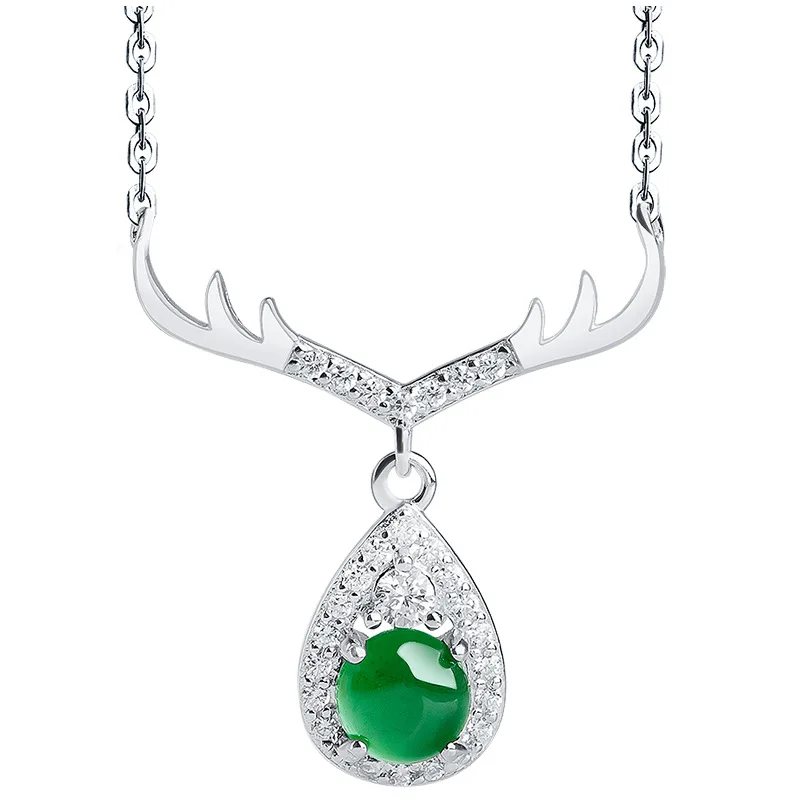

Ожерелье с подвеской из бирманского нефрита в виде капли воды, зеленое натуральное мужское ожерелье, модные ювелирные изделия из настоящего нефрита, ожерелья для мужчин, серебро 925 пробы