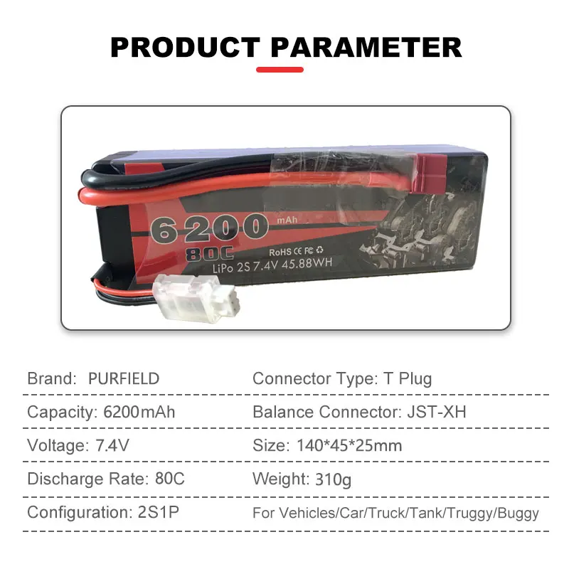 Аккумулятор Lipo 2S 3S 4S 6S 1300 мАч 1500 5200 6200 7200 с разъемом Deans XT60 T для радиоуправляемых