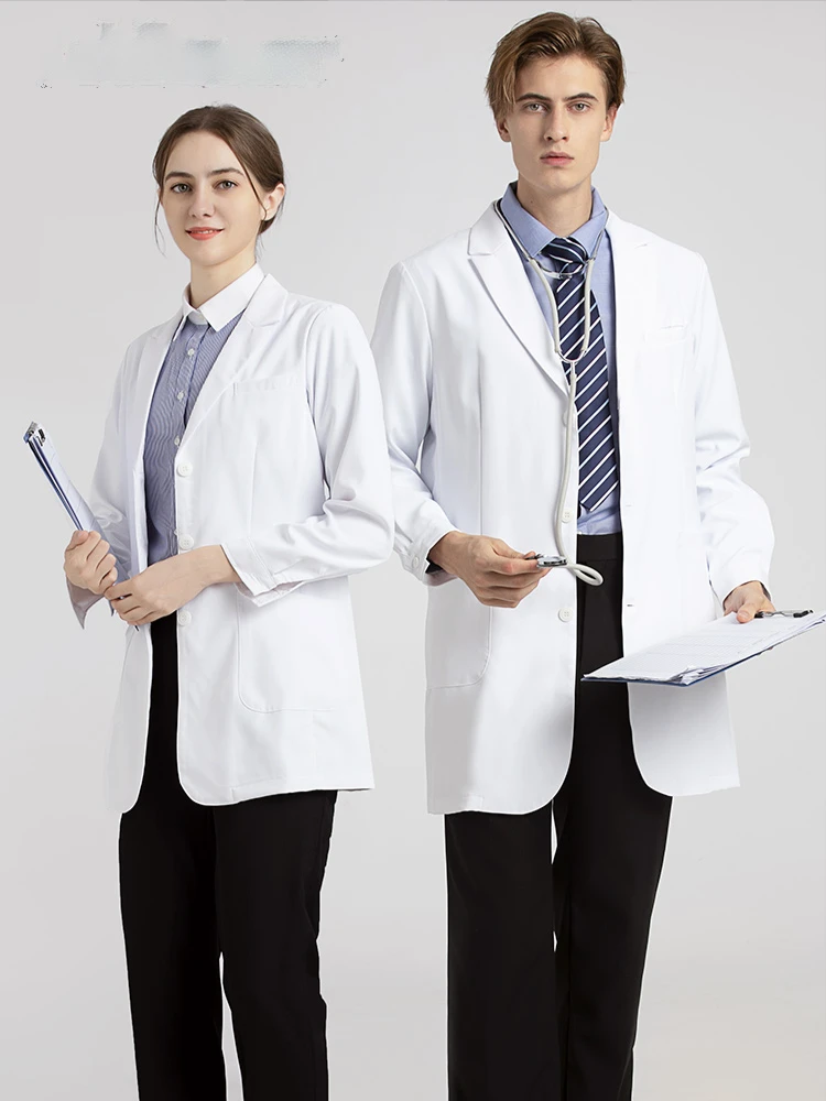 

Белое платье, короткие комбинезоны с длинным рукавом, мужская и женская высококлассная одежда для врачей в стоматологическом салоне красот...