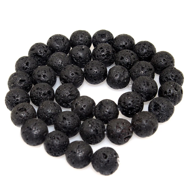 

Natural Black Volcanic Lava Stone Beads Round Loose Spacer Bead For Jewelry Making DIY Perles Bracelet Accessories 4 mm