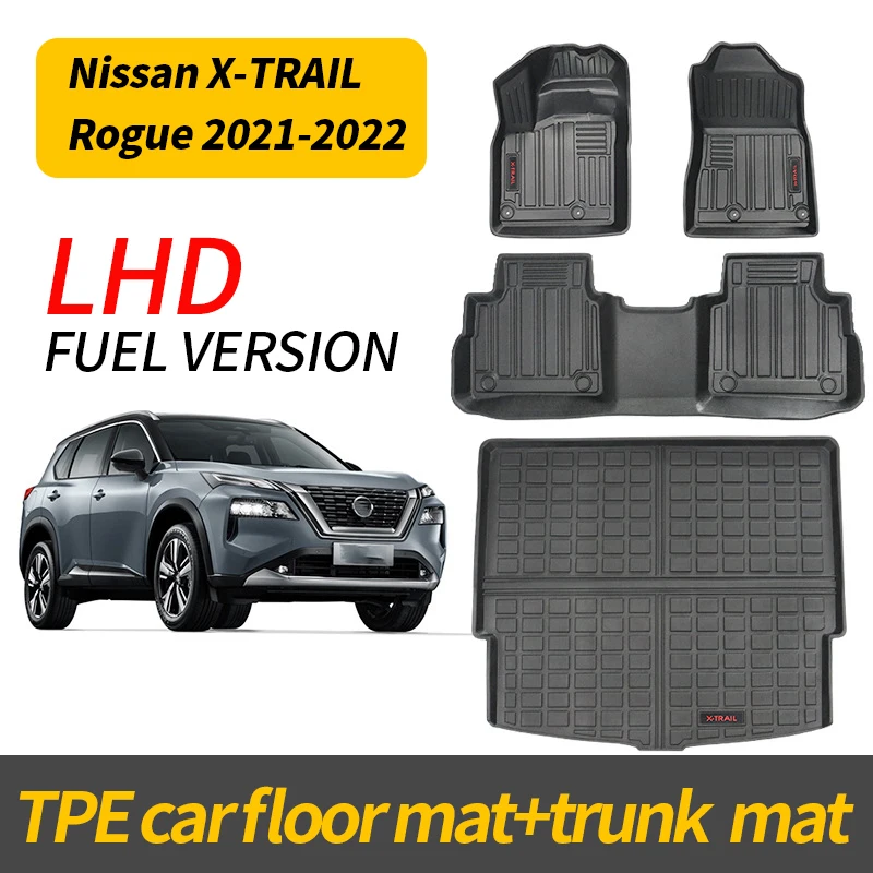 

LHD Car Floor Mats For Nissan X-TRAIL Rogue 2021-2022 Cargo Trunk Mats Waterproof All-Weather Durable XPE Floor Liners