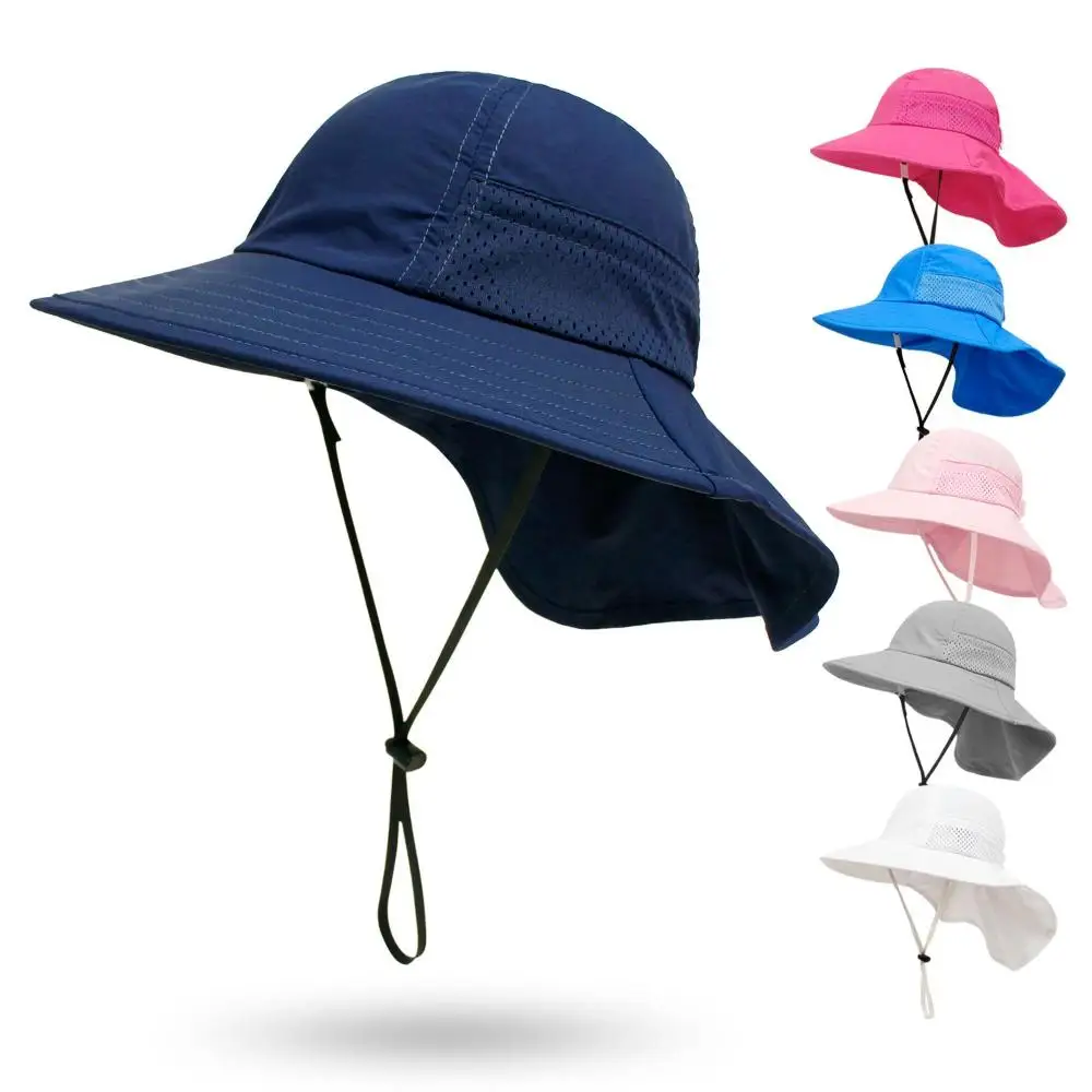 

Summer Large Brim Beach Hat Breathable Beach Play Hat with Neck Flap Kids Sun Hat Sun Protection Hat