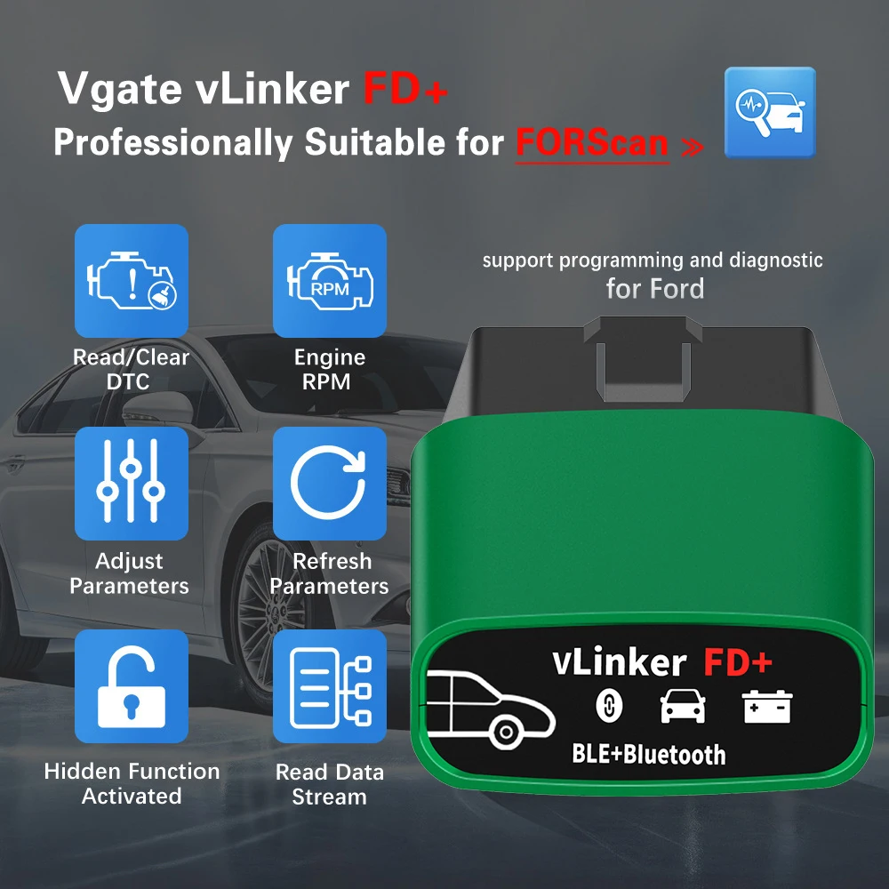 FORScan J2534 ELM327 OBD 2-кодовый Считыватель VLinker FD + V2.2 Bluetooth/WIFI