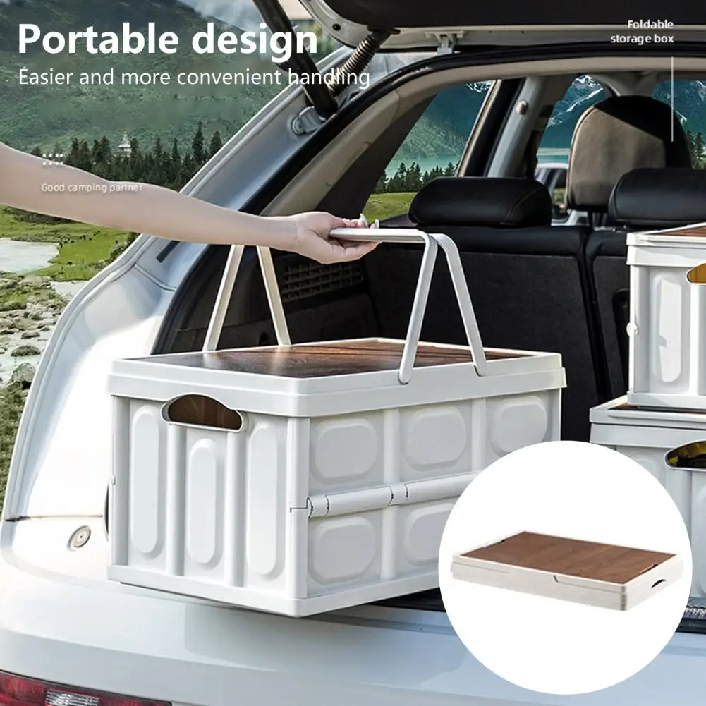 

Storage Box Handle Design Large Capacity Keep Tidy Space-saving Detachable Lid Outdoor Camping Car Trunk Organizer Daily Use