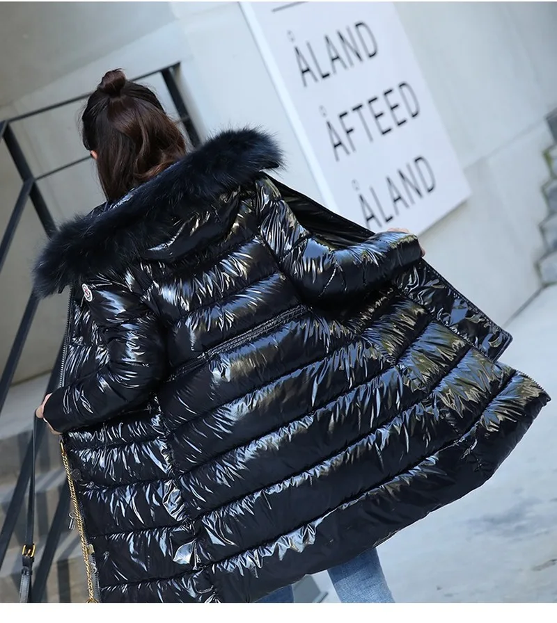 2023 Winter Thick and Warm Cotton Down Jacket Women's New Zipper Hooded Casual Slim Mid-length Jacket