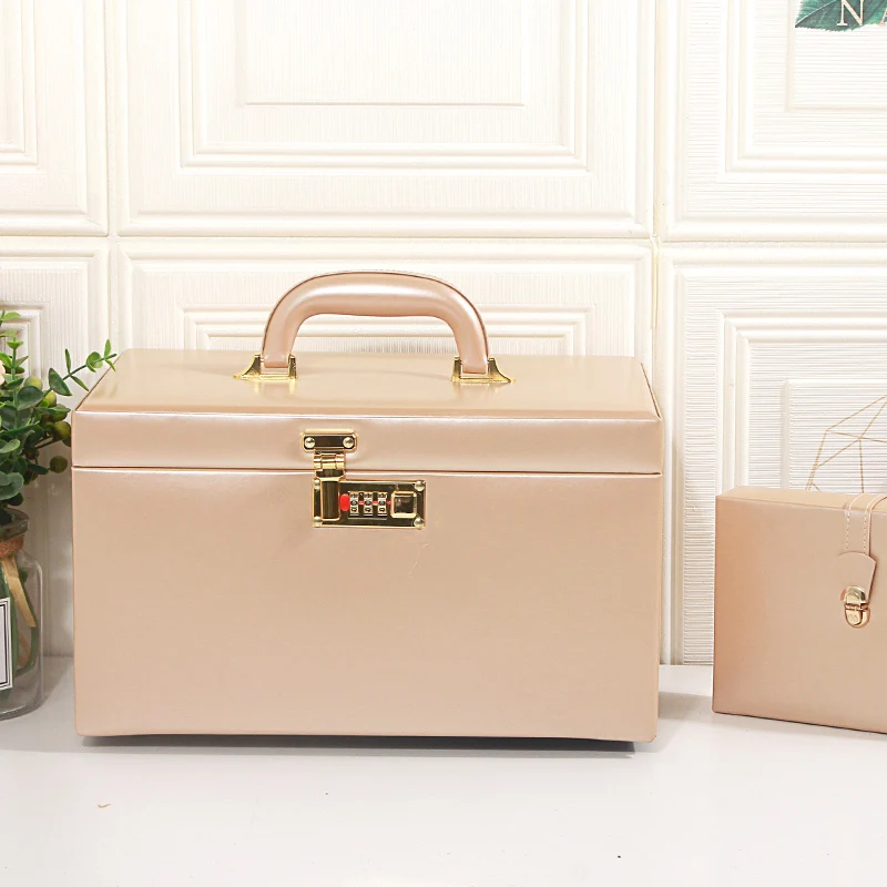 Large Multi Layer Jewelry Storage Box Organizer for Girl Case Pink Korean Jewelry Box Earrings Display Wooden Travel Gift Ideas