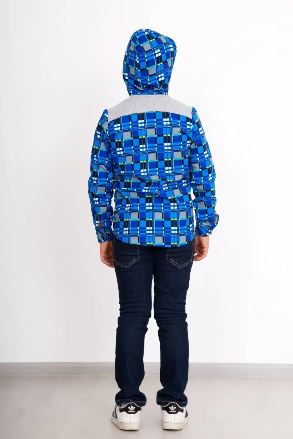 Детская рубашка 30-36 размеры Фланель с капюшоном на пуговицах и длинным рукавом |