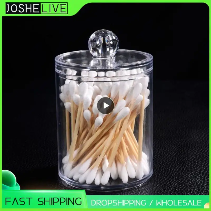 

1~10PCS Acrylic multifunctional round receive box jewelry box new cosmetic make-up cotton swabs transparent container