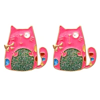 trend sweet cartoon lovely cat earrings for woman girls jewelry
