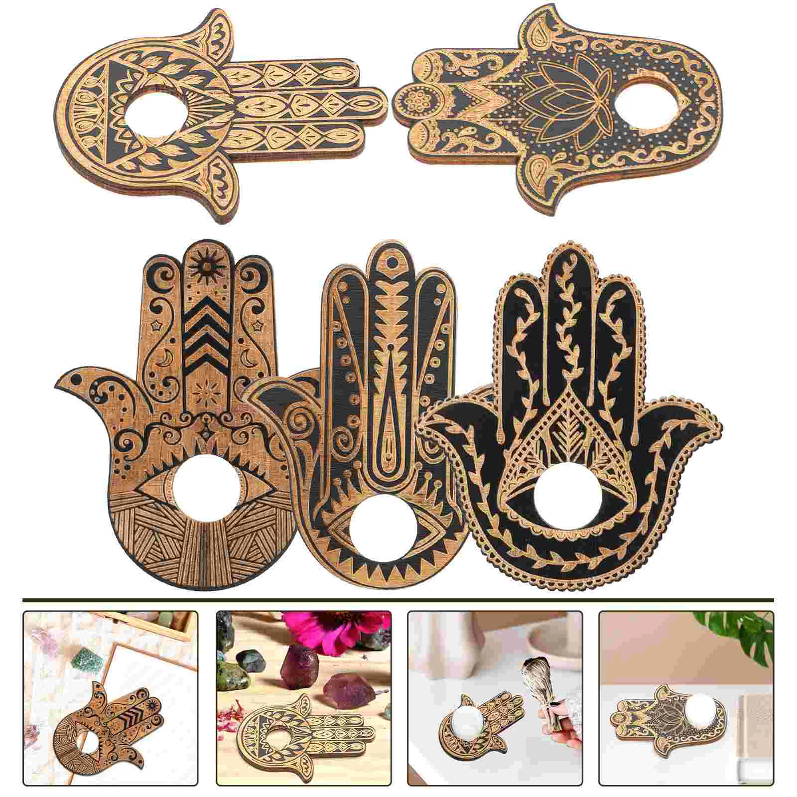 

4pcs Tarot Table Crystal Sphere Display Holders Witch Decor Wooden Sphere Holder Crystal Sphere Display Stands