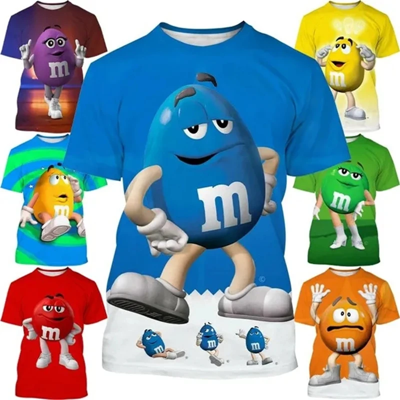 

New Funny 3d Chocolate Bean Print T-shirt Fashion Casual Cartoon Short Sleeve Cool Tops Interesting Personality Graphic Tees Y2k