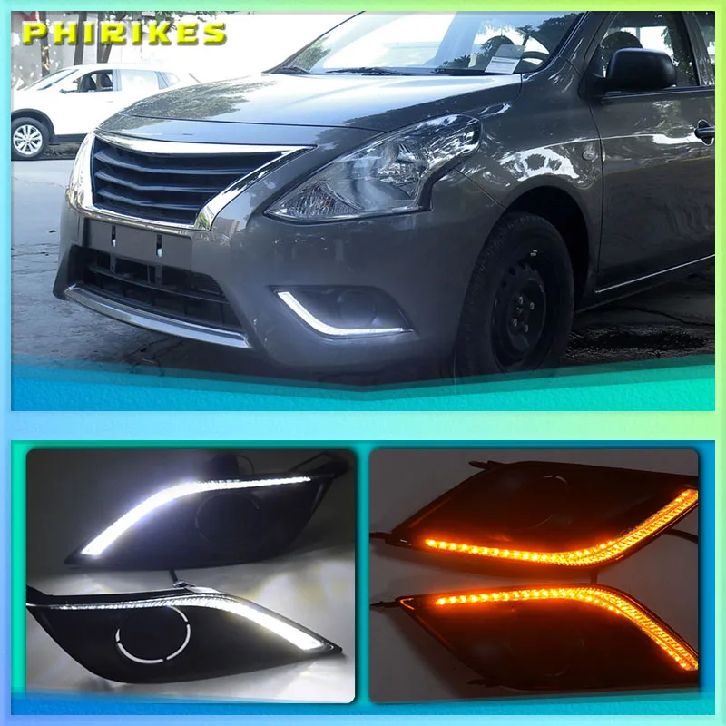 

Дневные ходовые огни, противотуманные светодиодный ры для Nissan Almera латио Sunny, Versa 2014 2015 2016 2017 2018
