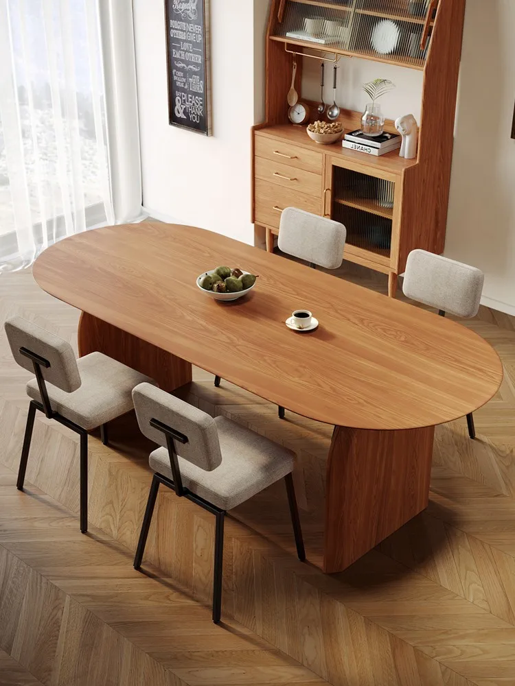 

Обеденный стол Louis Fashion в скандинавском стиле из твердой овальной древесины, обеденный стол для маленькой квартиры, современный минималисти...