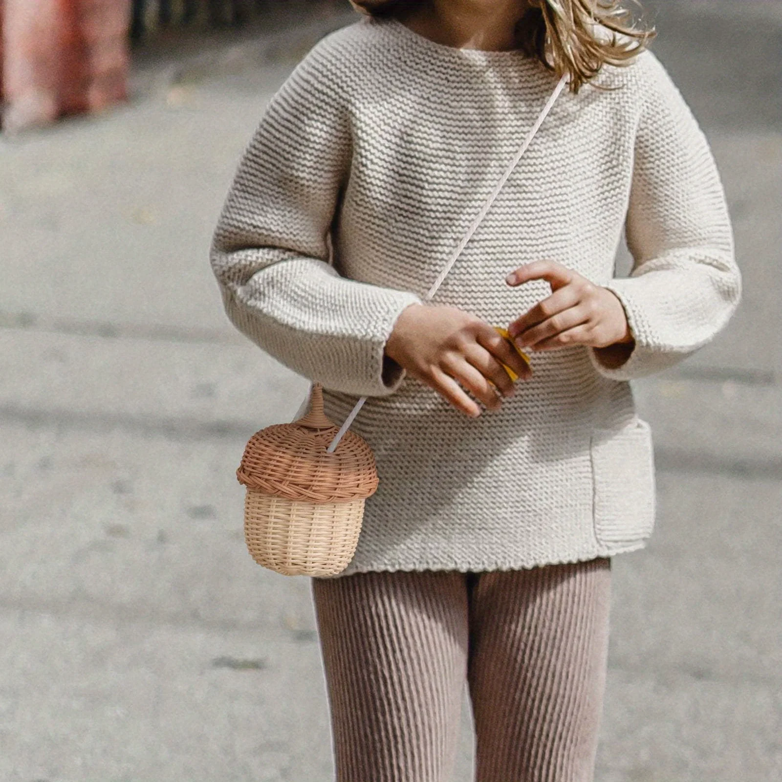 1 шт. мини-кошелек портативная сумка для людей в форме корзины из ротанга тканая