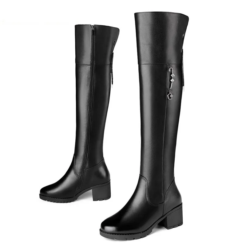 AIYUQI Womens Knee High Boots Winter 2023 Genuine Leather Women Long Boots Stylish Warm Wool Whiny Women High Boots