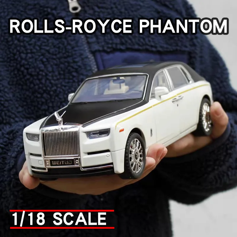 

Большой Коллекционный автомобиль 1/18 Rolls Royce Phantom из сплава, роскошная модель автомобиля, коллекция литых под давлением автомобилей, имитация звука и искусственных игрушечных автомобилей для детей