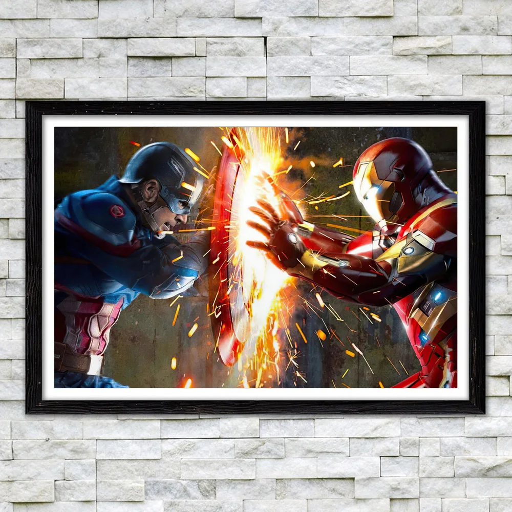 

Captain America And Iron Man Civil War Marvel Movie Poster Picture On Canvas Wall Art Superhero Printed Painting For Living Room