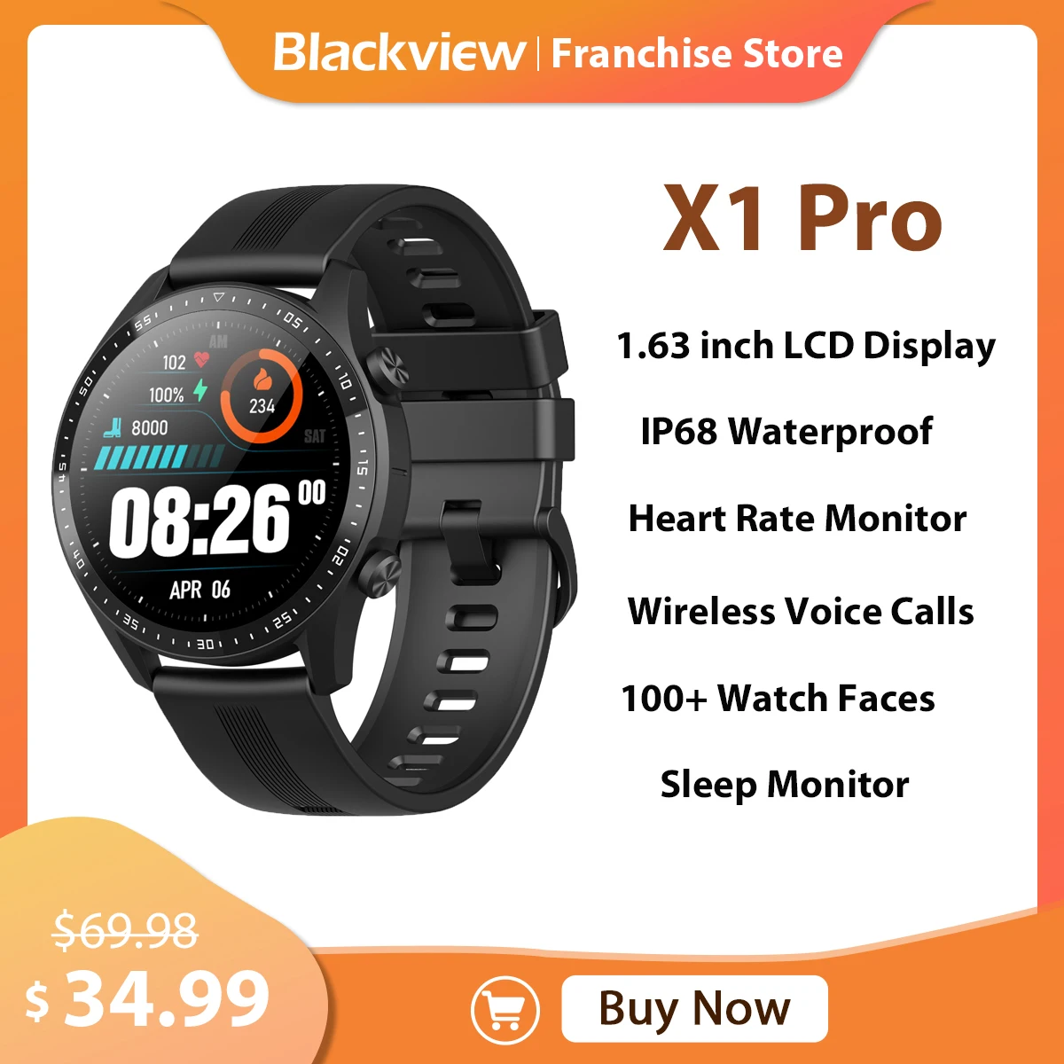 Смарт-часы Blackview X1 Pro Smartwatch 1.39 360*360 дюймов