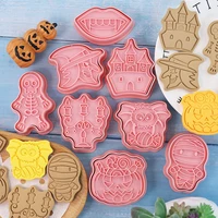 8pcs forest animal cookie cutters set plastic 3d cartoon pressable biscuit mold cookie stamp kitchen baking pastry bakeware tool