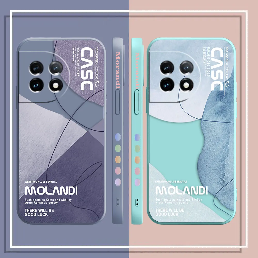 Phone Case For Oneplus 11 10 9 9R 9RT 8 8T 7 7T 5 5T 6 ACE 2 2V NORD Pro Liquid Case Cover Funda Cqoue Shell Capa Morandi Colors