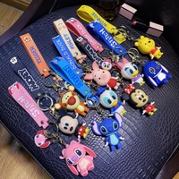 disney anime cartoon toys keychain stitch mickey mouse minnie donald duck pooh bear tigger figure key chains gift model keyring