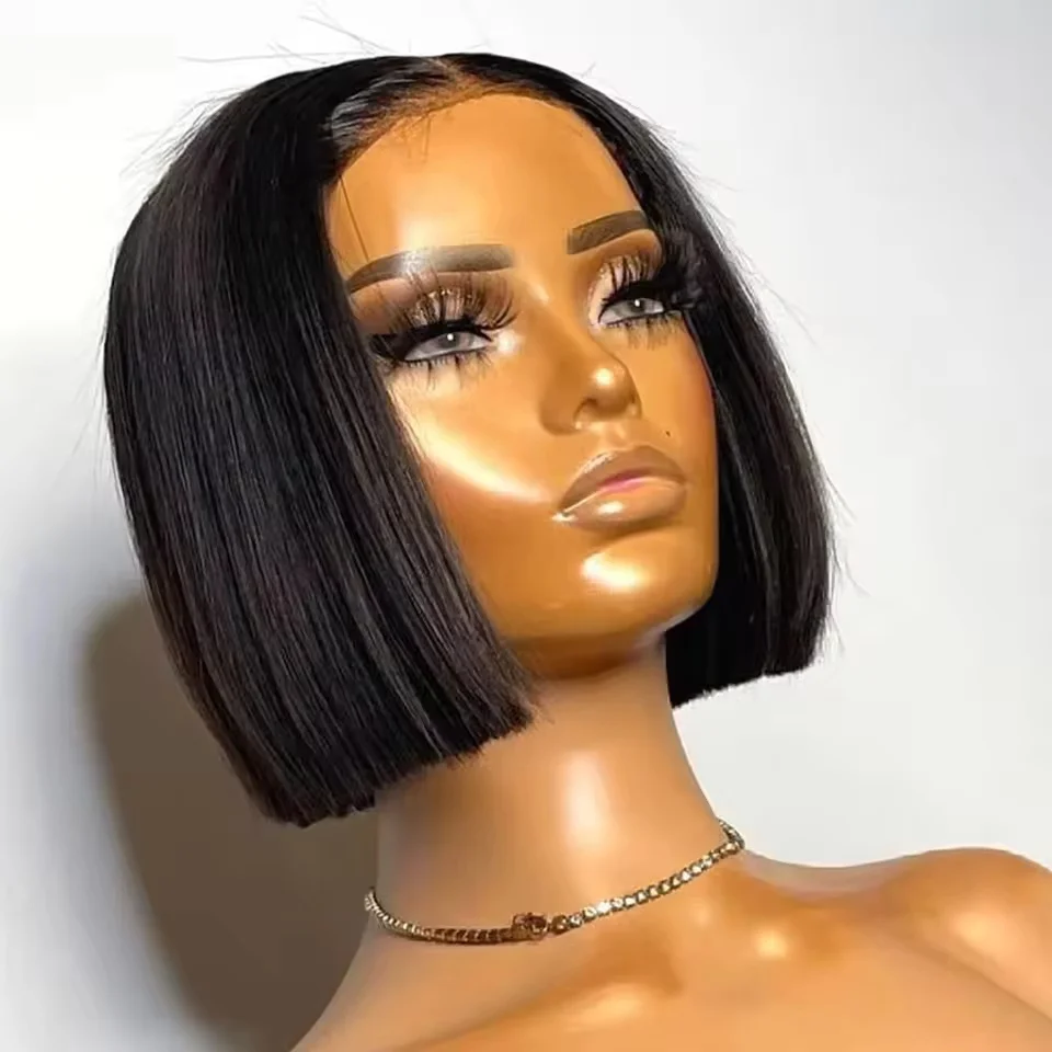 Фото Парик из натуральных волос Highlight Ash Blonde и Shiny Blonde, 13x4, прямой, короткий, с прозрачной кружевной передней частью, 180% плотности, для женщин №4