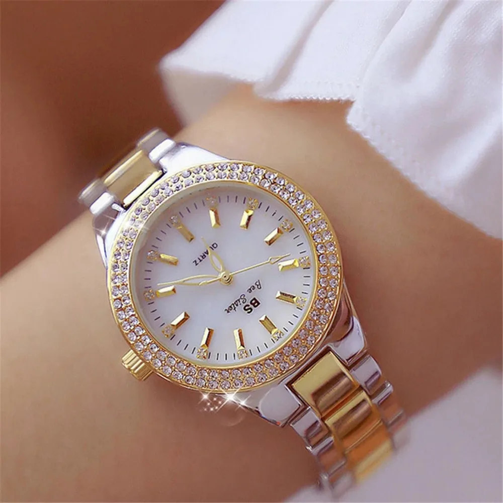 2023 Ladies Wrist Watches Dress Gold Watch Women Stainless Steel Silver Clock Crystal Diamond Watches Women Montre Femme