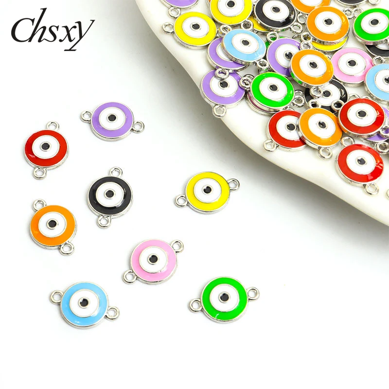 

10pcs 11.9*17.8MM Blue Turkish Evil Eye Enamel Charm Connectors Lucky Amulet Evil Nazar Eye Pendant for Jewelry Making Bracelets