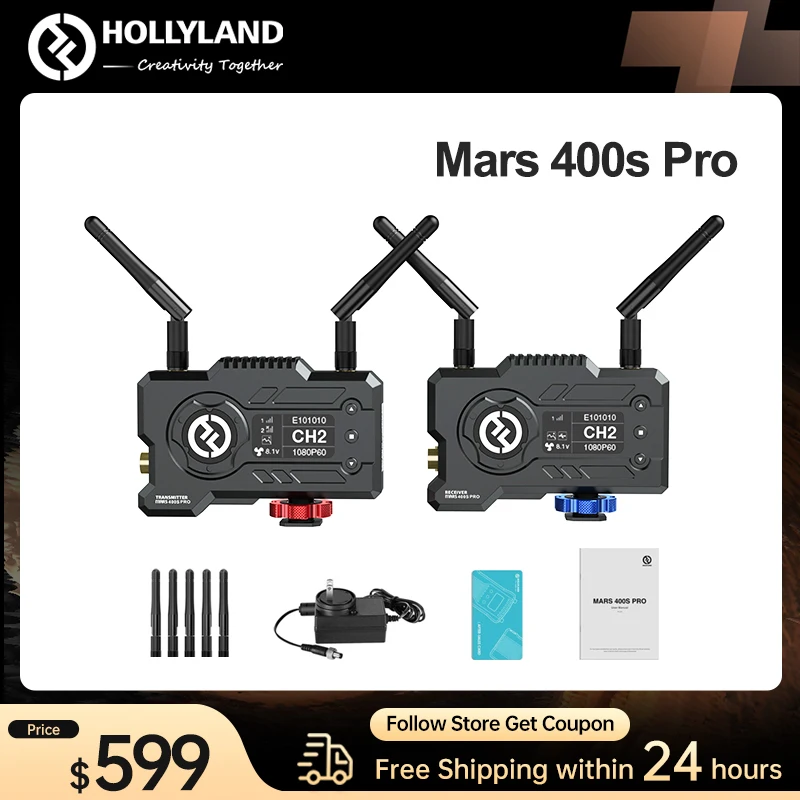 Hollyland Mars 400S Pro Беспроводная передача видео SDI HDMI 0 1 s задержка 400ft диапазон для