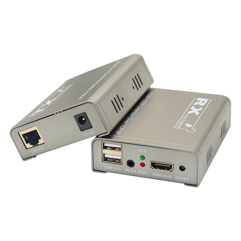 

HDMI KVM USB HDMI Extender Over IP Cat5e/6 to 200M HDMI Extender with USB Video Audio Transmitter 1080P Support Keyboard Mouse
