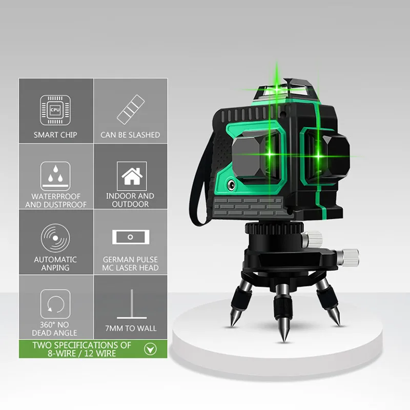 12-линейный уровень зеленый свет настенная наклейка высокая точность сильный