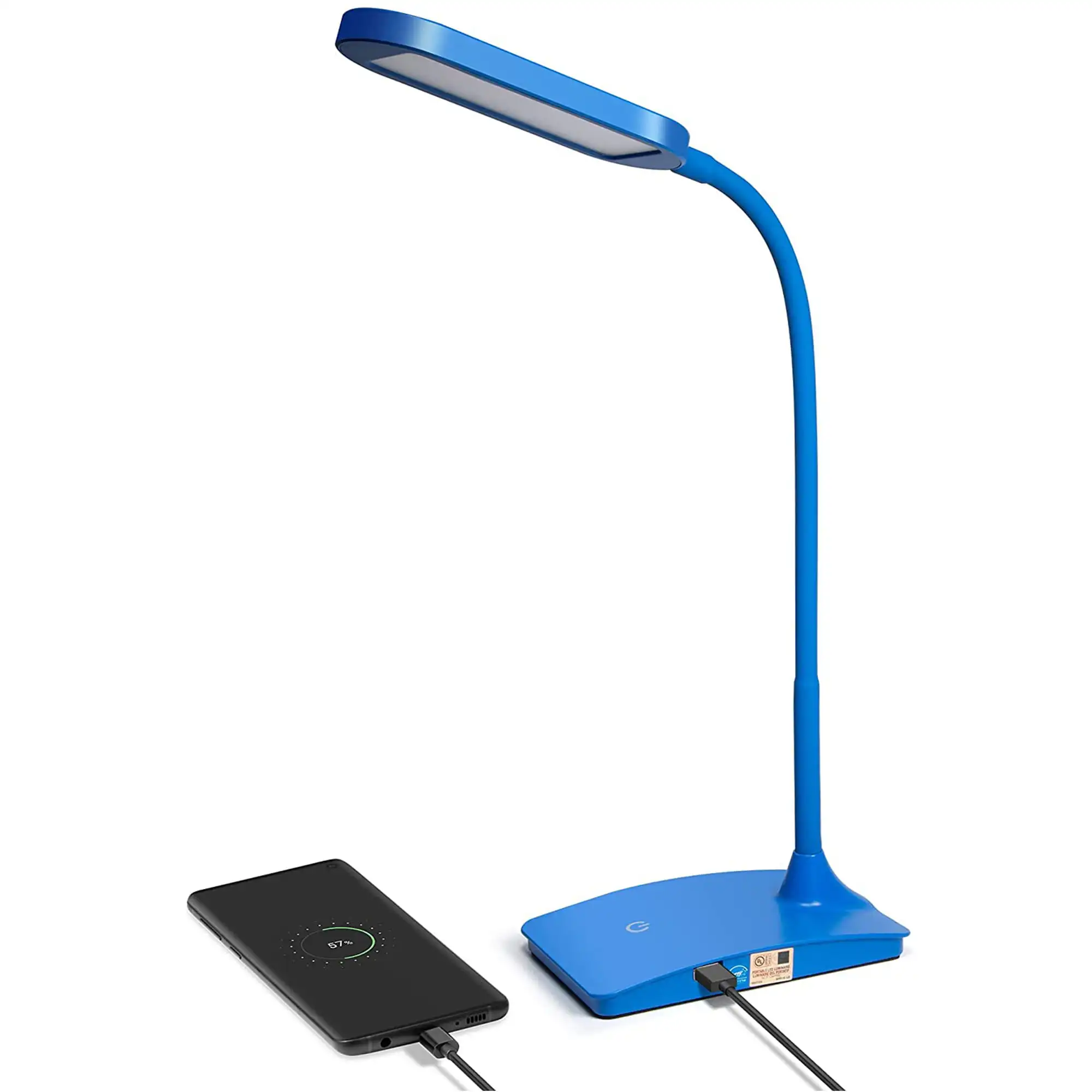 

LED Desk Lamp with USB Charging Port Dimmable Study Home Office Lamps Blue